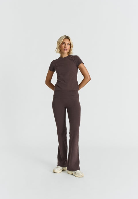 Pantalon Doux en Coton Replié - Expresso