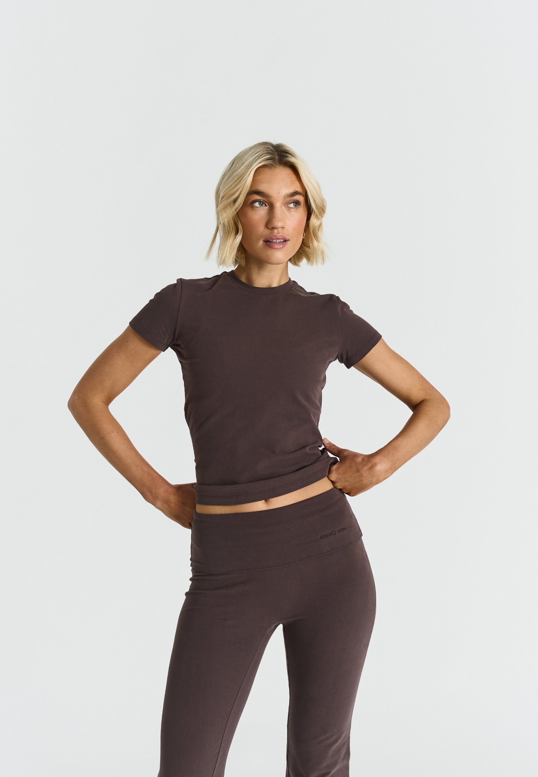 T-shirt douillet en coton doux - Espresso