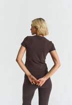 T-shirt douillet en coton doux - Espresso