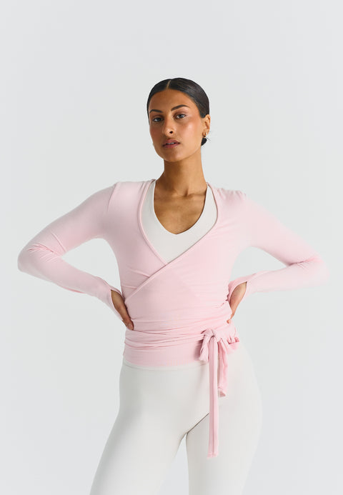 Haut cache-cœur souple de ballet - Rose ballet