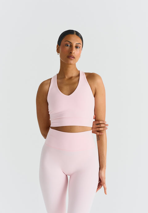 Soutien-gorge dos croisé col en V - Rose ballerine