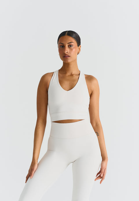 Soutien-gorge dos croisé col V - Marshmallow