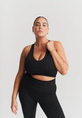 Soutien-gorge dos croisé col en V - Noir