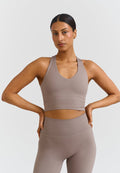Soutien-gorge dos croisé col en V - Argile