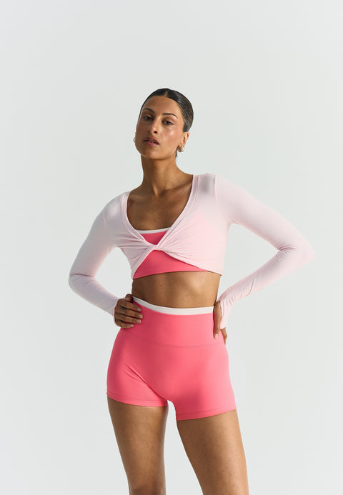 Haut torsadé en coton doux - Rose ballerine