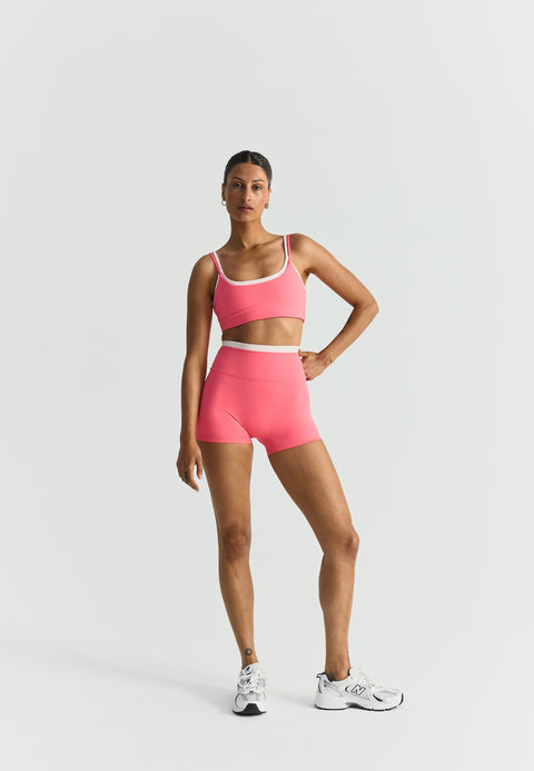 Shorts à double couche – Corail ensoleillé